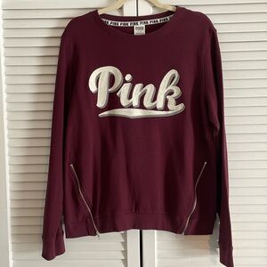Victoria’s Secret Pink brand crew neck sweatshirt. Maroon. Size large.